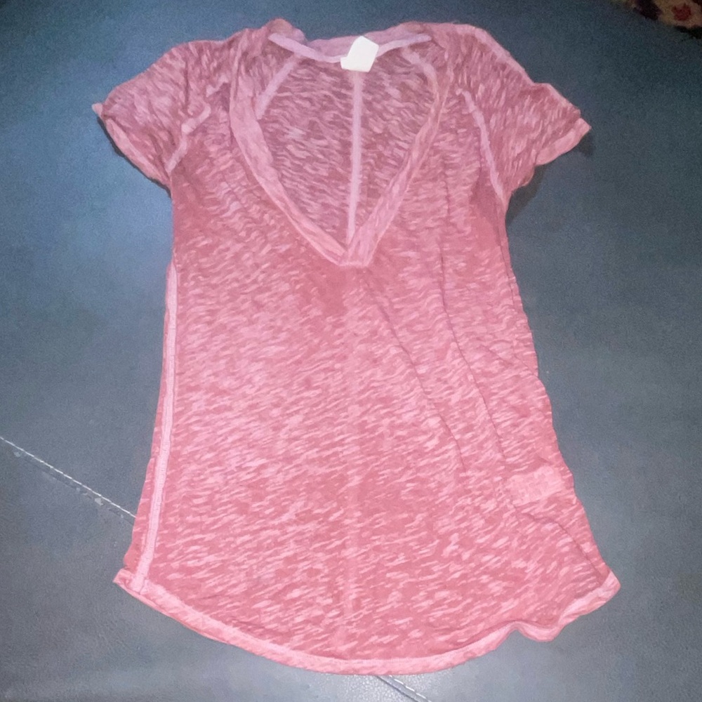 We The Free by Free People Raw  Edge sheer V-Neck Tee – Size S